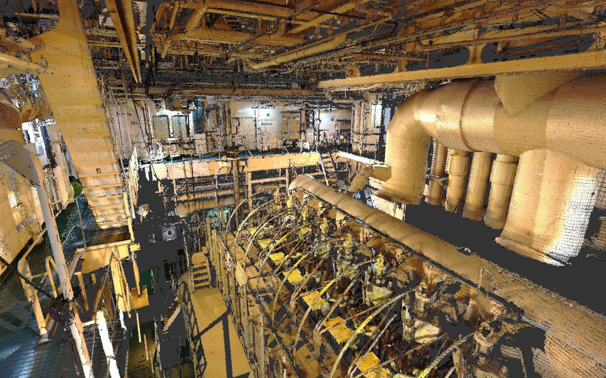 3D Laser Scanning – Ship Engine Room – Marine Survey UAE
